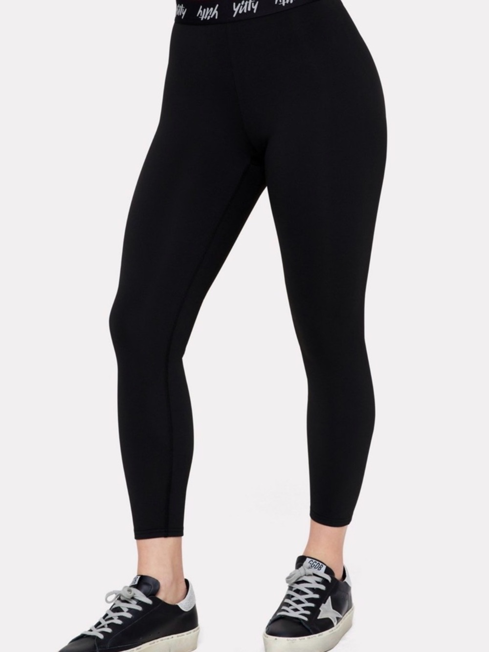 YITTY Black High-Rise Logo Waistband Leggings